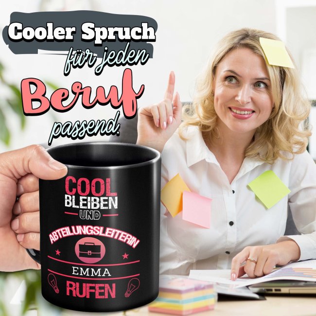 Schwarze Tasse - Weibliche Berufe Tasse - mit Name selbst gestalten