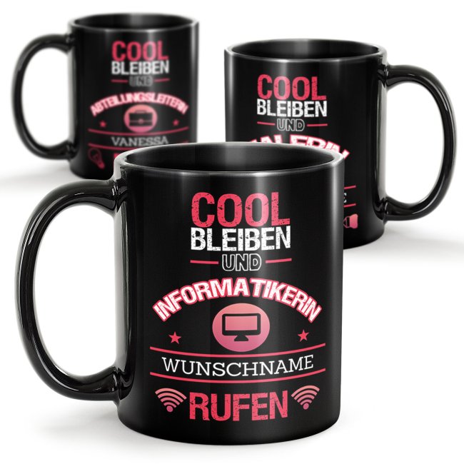 Schwarze Tasse - Weibliche Berufe Tasse - mit Name selbst gestalten