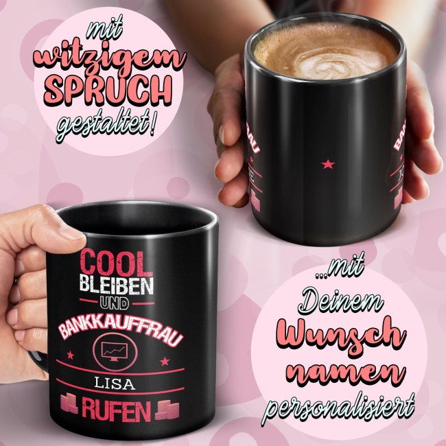 Schwarze Tasse - Abteilungsleiterin - Berufe-Tasse mit Name