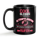 Schwarze Tasse - Altenpflegerin - Berufe-Tasse mit Name