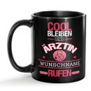 Schwarze Tasse - &Auml;rztin - Berufe-Tasse mit Name