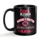 Schwarze Tasse - Assistentin - Berufe-Tasse mit Name