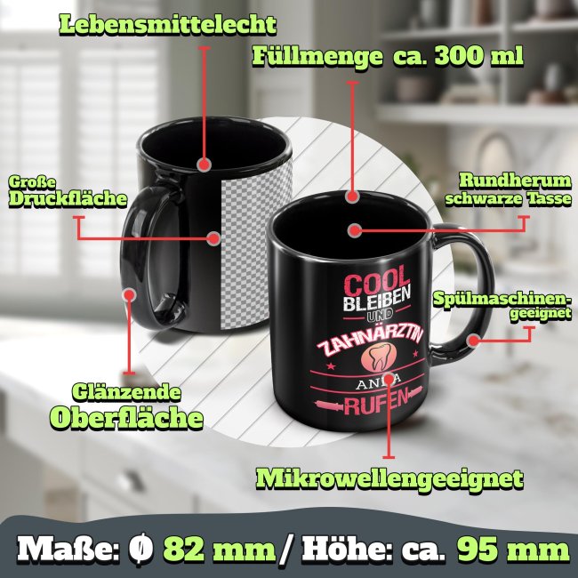 Schwarze Tasse - Autoverk&auml;uferin - Berufe-Tasse mit Name
