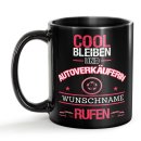 Schwarze Tasse - Autoverk&auml;uferin - Berufe-Tasse mit...