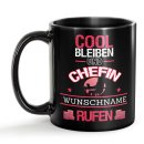 Schwarze Tasse - Chefin - Berufe-Tasse mit Name