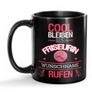 Schwarze Tasse - Friseurin - Berufe-Tasse mit Name