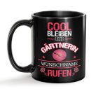 Schwarze Tasse - G&auml;rtnerin - Berufe-Tasse mit Name