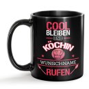 Schwarze Tasse - K&ouml;chin - Berufe-Tasse mit Name