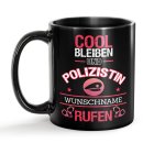 Schwarze Tasse - Polizistin - Berufe-Tasse mit Name