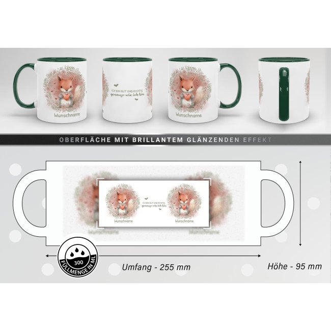 Personalisierbare Tasse als Geschenk f&uuml;r Kinder - mit Name selbst gestalten - Eichh&ouml;rnchen