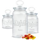 Personalisierte Vorratsdose aus Glas - Danke - mit Name...