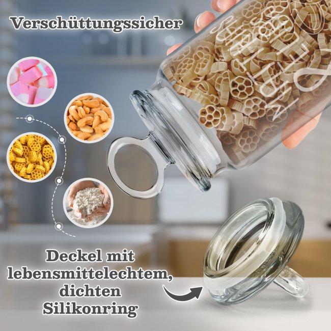 Vorratsdose aus Glas - Ringe - mit Namen und Datum gravieren - Verschiedene Gr&ouml;&szlig;en