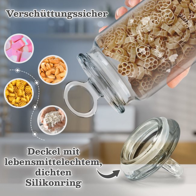 Vorratsdose aus Glas mit Gravur - mit Namen und Datum personalisieren - Verschiedene Gr&ouml;&szlig;en