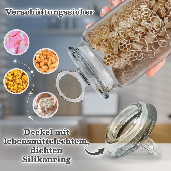 Vorratsdose aus Glas mit Gravur - Zur Hochzeit mit Namen personalisieren - Verschiedene Gr&ouml;&szlig;en