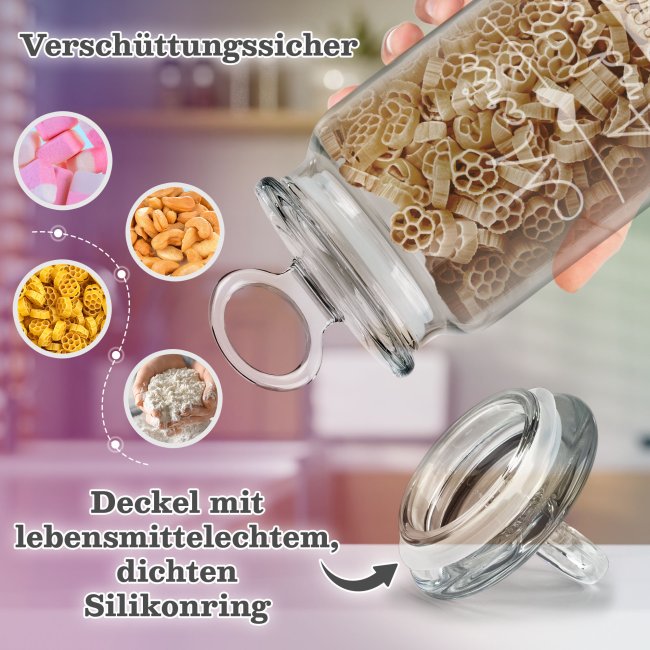 Vorratsdose aus Glas mit Gravur - mit Namen und Datum personalisieren - Verschiedene Gr&ouml;&szlig;en