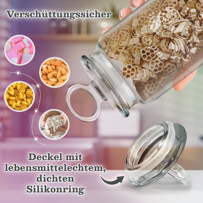 Vorratsdose aus Glas mit Gravur - Liebe meines Lebens - mit Name - Verschiedene Gr&ouml;&szlig;en