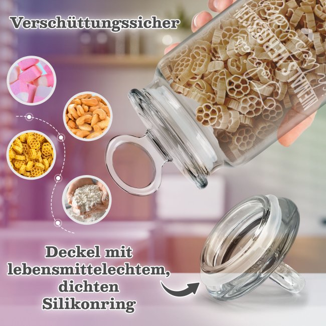 Vorratsdose aus Glas mit Gravur - Ich liebe dich - mit Name - Verschiedene Gr&ouml;&szlig;en