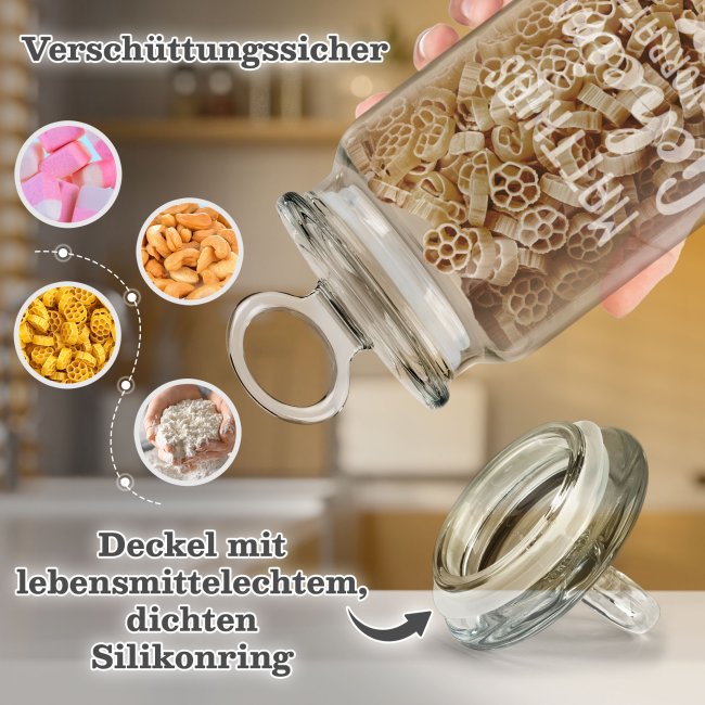 Vorratsdose aus Glas mit Gravur - Geheim Vorrat - mit Name - Verschiedene Gr&ouml;&szlig;en