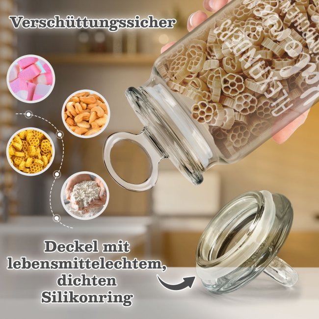 Vorratsdose aus Glas mit Gravur - Kalorien B&ouml;mbchen - mit Name - Verschiedene Gr&ouml;&szlig;en