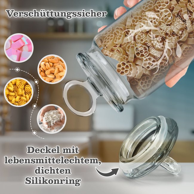 Vorratsdose aus Glas mit Gravur - Frohe Weihnachten - mit Name - Verschiedene Gr&ouml;&szlig;en