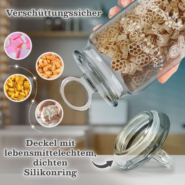 Vorratsdose aus Glas mit Gravur - Frohe Weihnachten - Lebkuchen - mit Name - Verschiedene Gr&ouml;&szlig;en