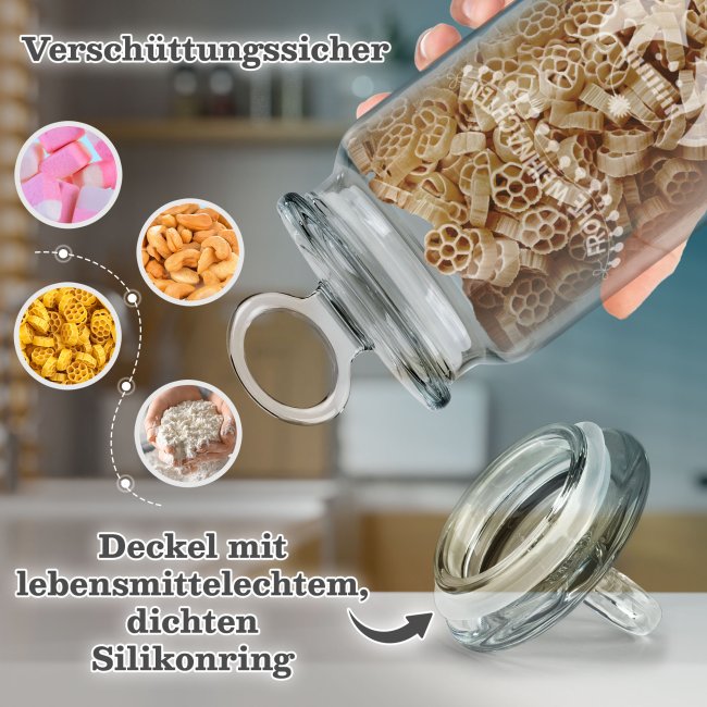 Vorratsdose aus Glas mit Gravur - Frohe Weihnachten - Pinguin - mit Name - Verschiedene Gr&ouml;&szlig;en