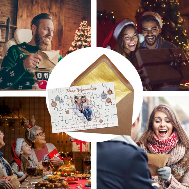 Foto-Puzzle - Frohe Weihnachten - mit Foto und Text - 24 Teile inkl. Umschlag