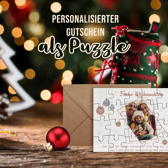 Foto-Puzzle - Frohe Weihnachten - mit Foto und Text - 24 Teile inkl. Umschlag