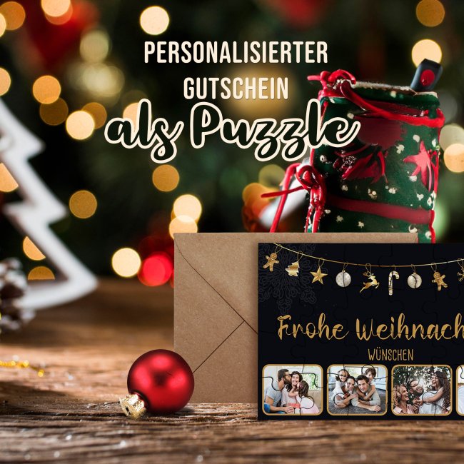 Foto-Puzzle - Frohe Weihnachten - mit vier Fotos - 24 Teile inkl. Umschlag