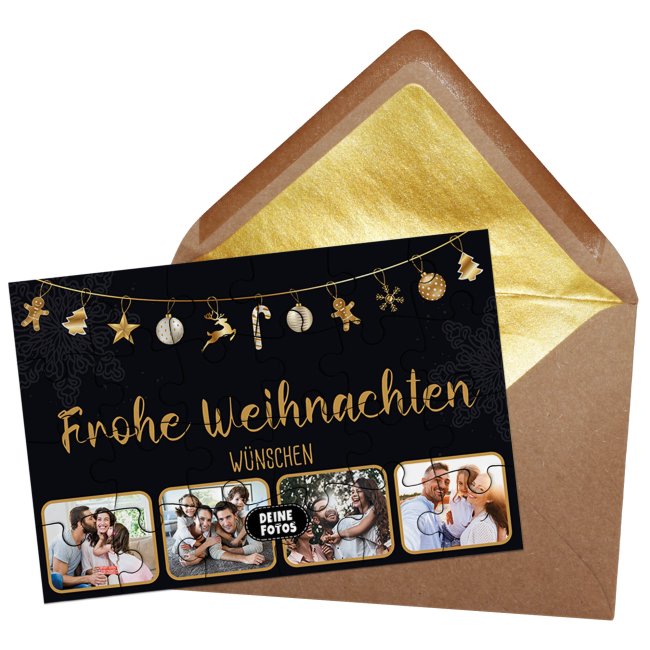 Foto-Puzzle - Frohe Weihnachten - mit vier Fotos - 24 Teile inkl. Umschlag