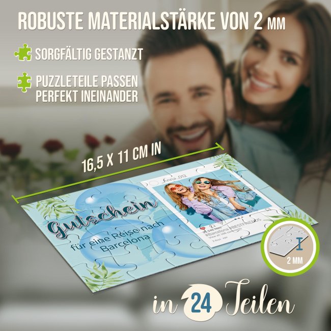 Foto-Puzzle - Gutschein, Instagram - mit Foto, Namen &amp; Text - 24 Teile inkl. Umschlag