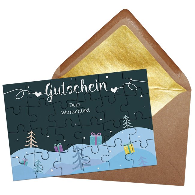 Foto-Puzzle - Gutschein Weihnachten - mit zwei Wunschzeilen - 24 Teile inkl. Umschlag