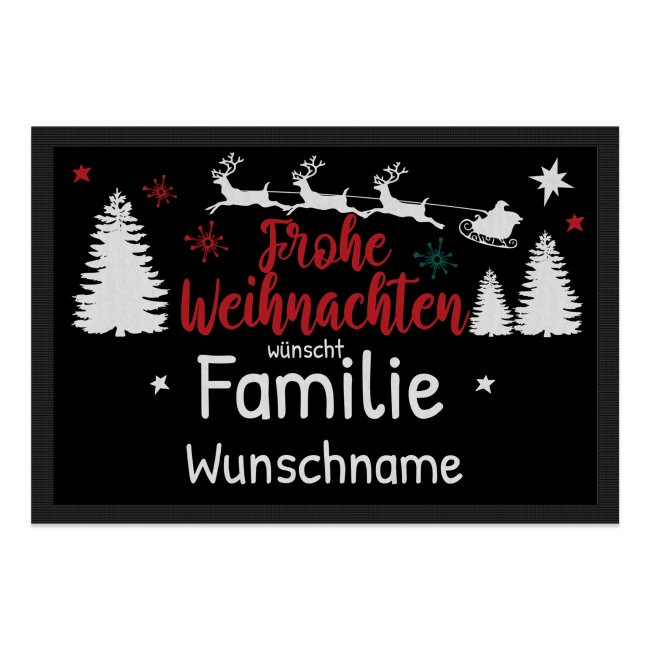 Fu&szlig;matte mit Name - Frohe Weihnachten w&uuml;nscht Familie - Verschiedene Gr&ouml;&szlig;en