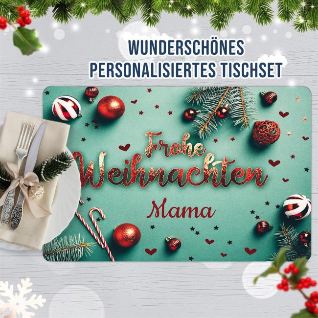 Platzset - Frohe Weihnachten - mit Name personalisierbar