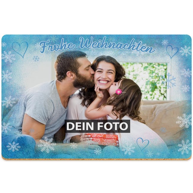 Weihnachtliches Platzset - Schneeflocken - mit Foto personaliserbar