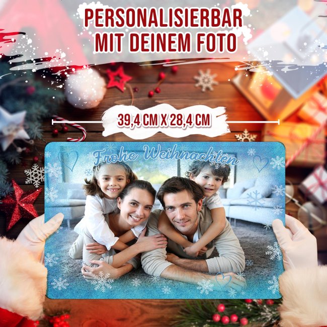 Weihnachtliches Platzset - Schneeflocken - mit Foto personaliserbar