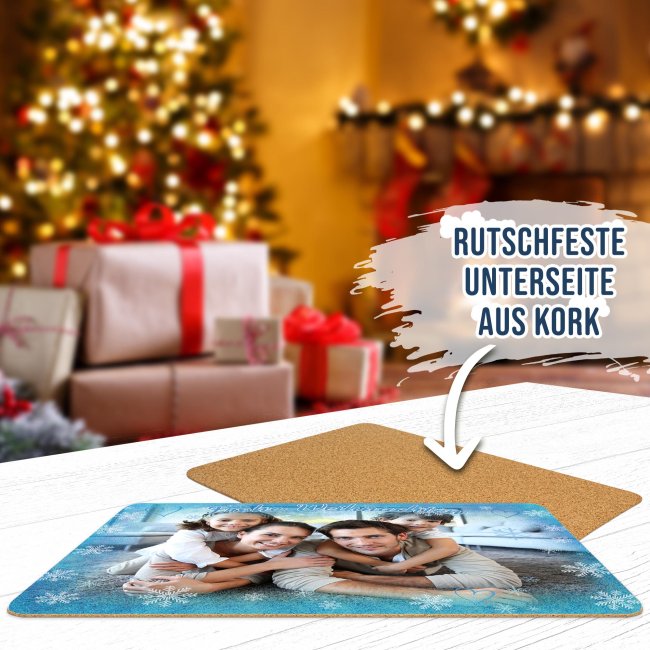 Weihnachtliches Platzset - Schneeflocken - mit Foto personaliserbar