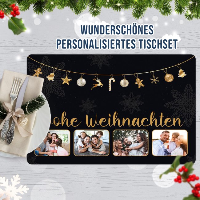 Platzset - Frohe Weihnachten - mit 4 Fotos personalisierbar