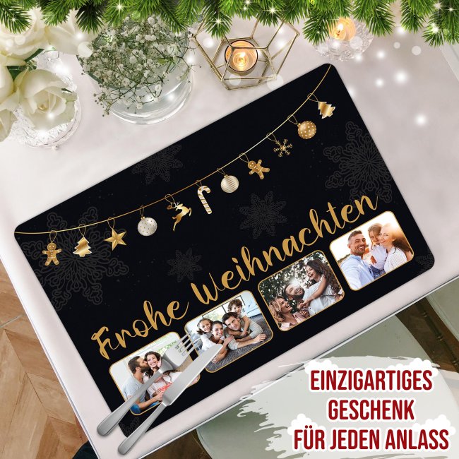 Platzset - Frohe Weihnachten - mit 4 Fotos personalisierbar