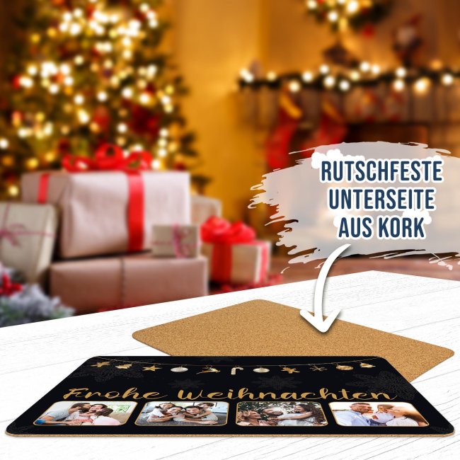 Platzset - Frohe Weihnachten - mit 4 Fotos personalisierbar