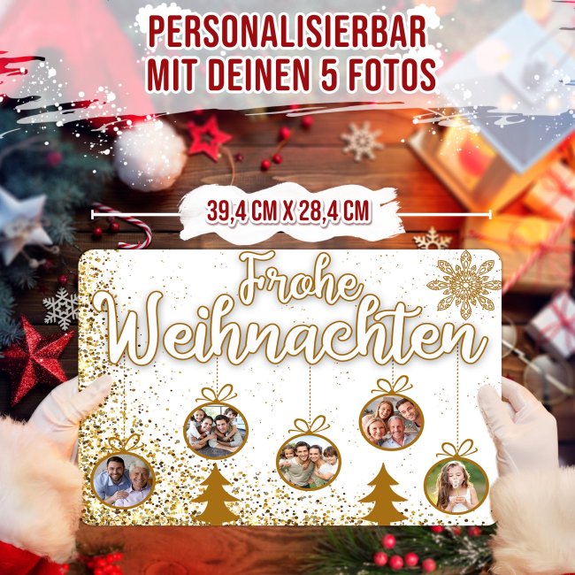 Platzset - Weihnachtskugeln - mit 5 Fotos personalisierbar