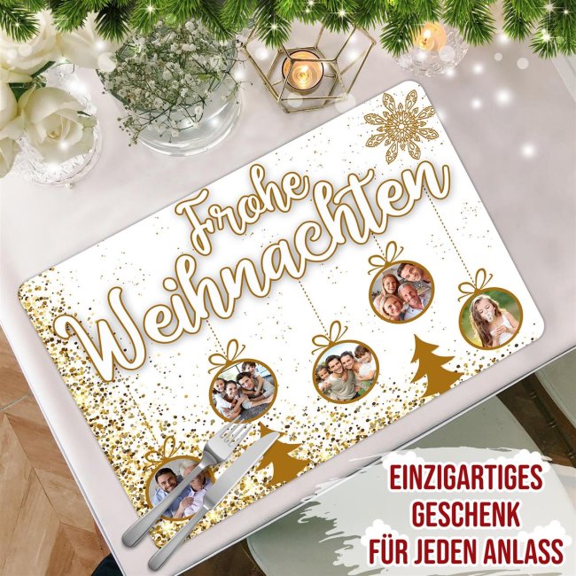 Platzset - Weihnachtskugeln - mit 5 Fotos personalisierbar