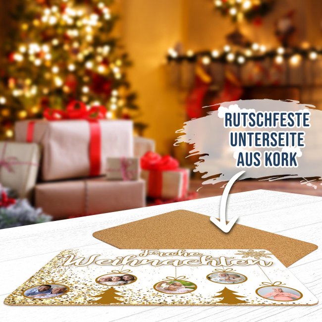 Platzset - Weihnachtskugeln - mit 5 Fotos personalisierbar