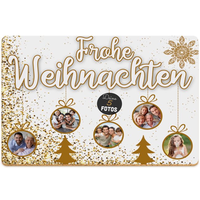 Platzset - Weihnachtskugeln - mit 5 Fotos personalisierbar