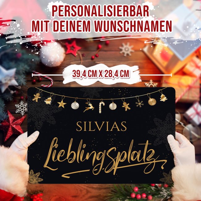 Weihnachtliches Platzdeckchen - Lieblingsplatz - mit Name personalisierbar