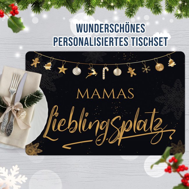 Weihnachtliches Platzdeckchen - Lieblingsplatz - mit Name personalisierbar