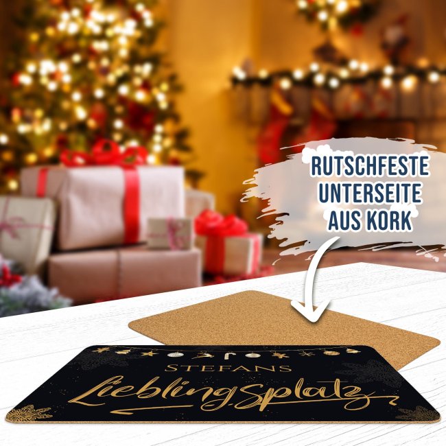 Weihnachtliches Platzdeckchen - Lieblingsplatz - mit Name personalisierbar