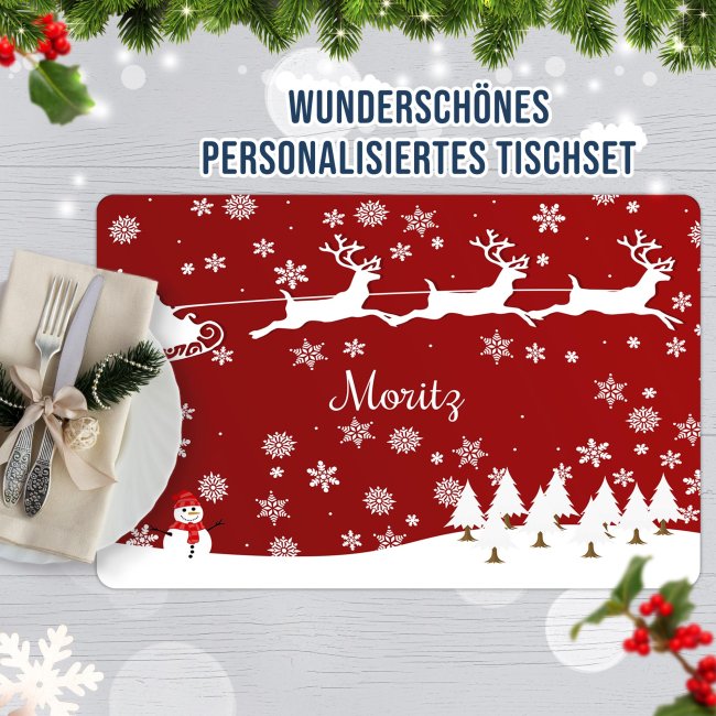 Weihnachtliche Tischdeko - Rentierschlitten - mit Name personalisierbar