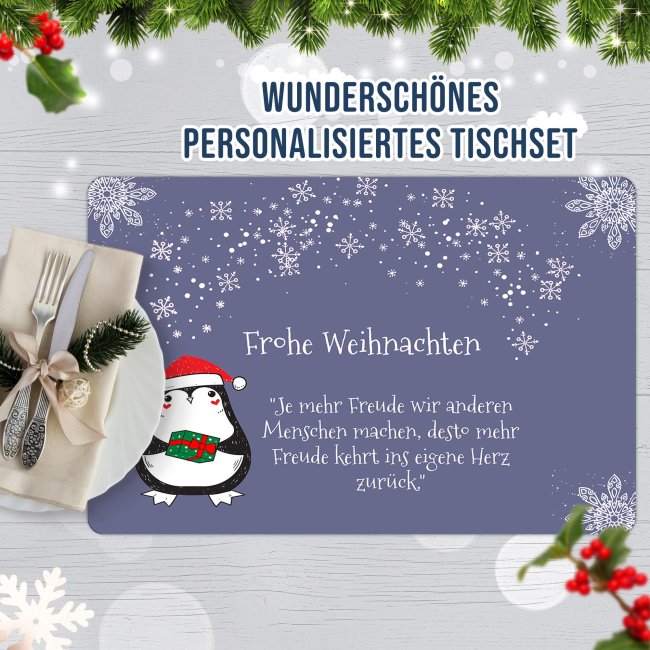 Platzset mit Wunschtext - Frohe Weihnachten - mit 4 Textzeilen personalisierbar