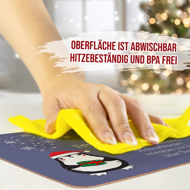 Platzset mit Wunschtext - Frohe Weihnachten - mit 4 Textzeilen personalisierbar